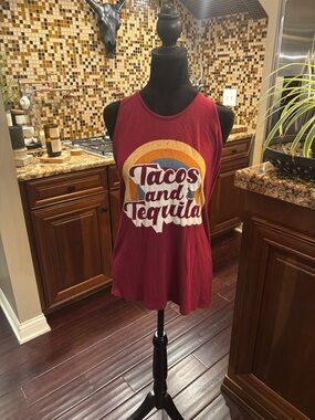 Maroon 'Tacos and Tequila' Graphic Tank